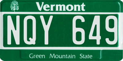 VT license plate NQY649