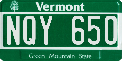 VT license plate NQY650