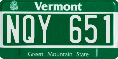 VT license plate NQY651