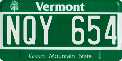 VT license plate NQY654