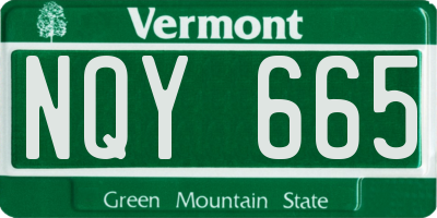 VT license plate NQY665