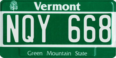 VT license plate NQY668