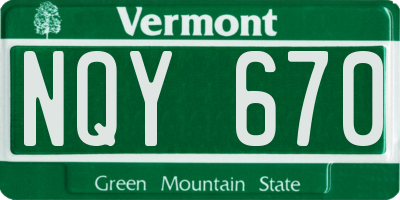 VT license plate NQY670