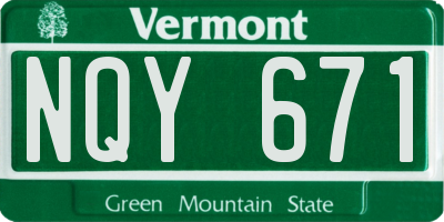 VT license plate NQY671