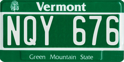 VT license plate NQY676