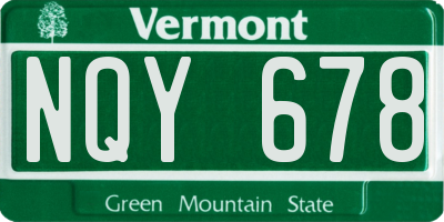 VT license plate NQY678