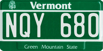 VT license plate NQY680