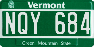 VT license plate NQY684