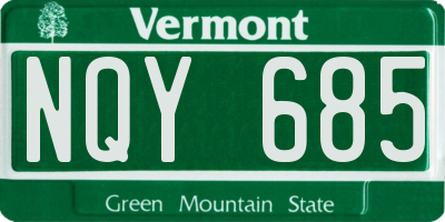 VT license plate NQY685
