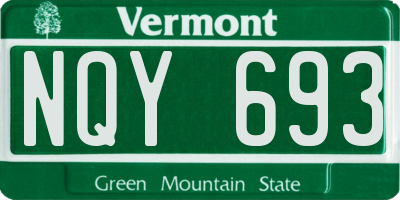 VT license plate NQY693