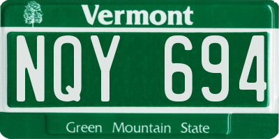VT license plate NQY694