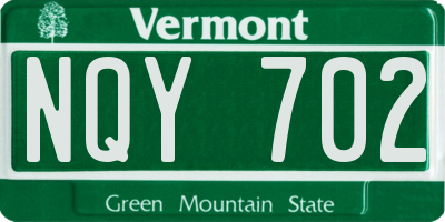VT license plate NQY702