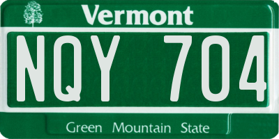 VT license plate NQY704
