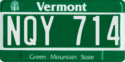VT license plate NQY714