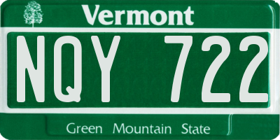 VT license plate NQY722