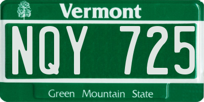 VT license plate NQY725