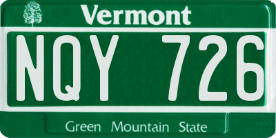 VT license plate NQY726