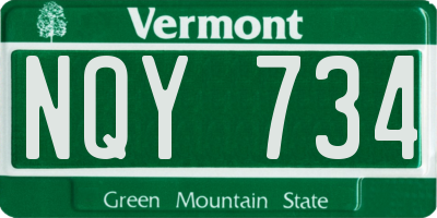 VT license plate NQY734