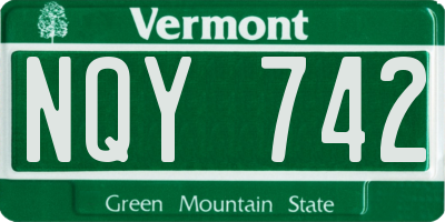 VT license plate NQY742