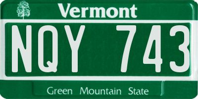 VT license plate NQY743