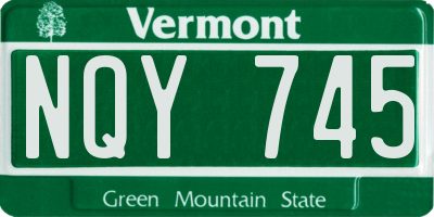 VT license plate NQY745