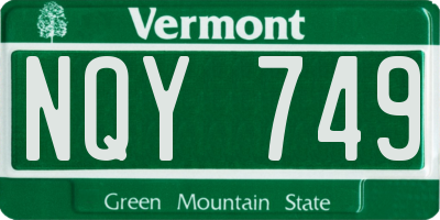 VT license plate NQY749