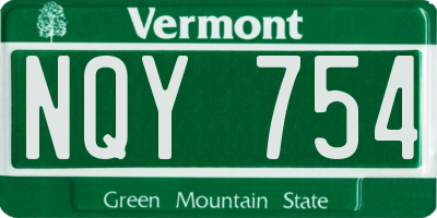 VT license plate NQY754