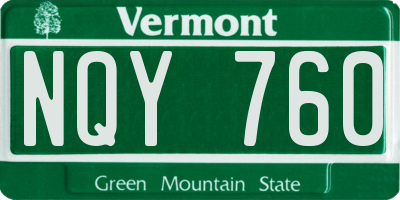 VT license plate NQY760