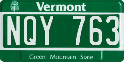 VT license plate NQY763