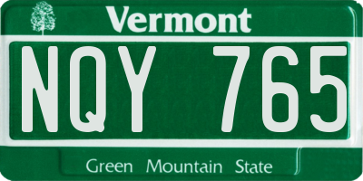 VT license plate NQY765