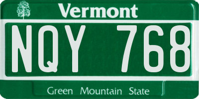 VT license plate NQY768