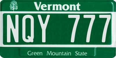 VT license plate NQY777