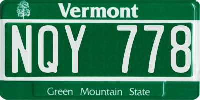 VT license plate NQY778