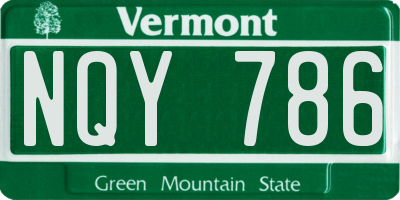 VT license plate NQY786