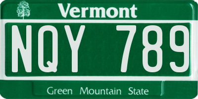VT license plate NQY789