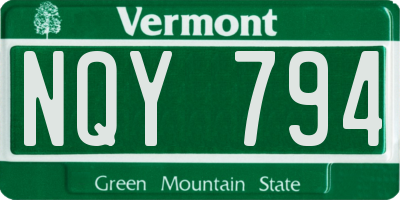 VT license plate NQY794