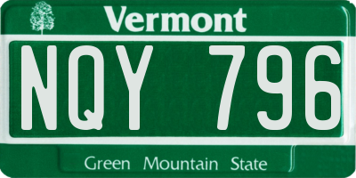 VT license plate NQY796