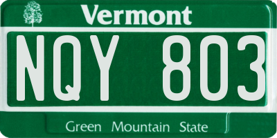 VT license plate NQY803