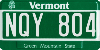VT license plate NQY804