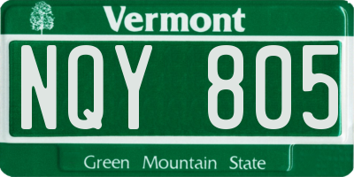 VT license plate NQY805
