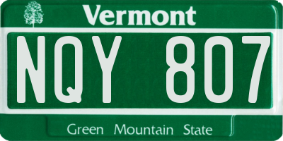 VT license plate NQY807