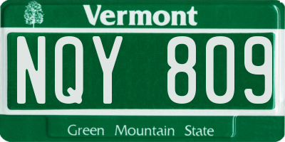 VT license plate NQY809