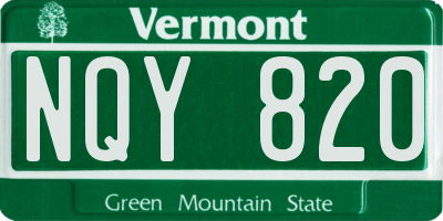 VT license plate NQY820