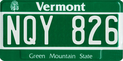 VT license plate NQY826