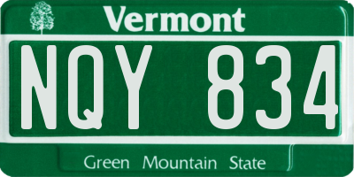 VT license plate NQY834