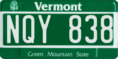 VT license plate NQY838