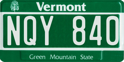 VT license plate NQY840