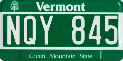 VT license plate NQY845