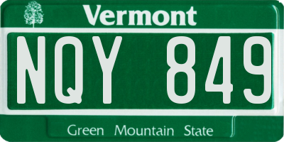 VT license plate NQY849