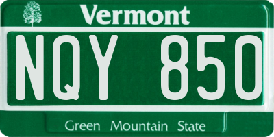 VT license plate NQY850